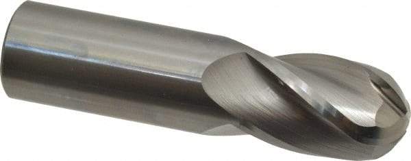 OSG - 1" Diam, 1-1/2" LOC, 4 Flute Solid Carbide Ball End Mill - Uncoated, Single End, 4" OAL, 1" Shank Diam, Spiral Flute - USA Tool & Supply
