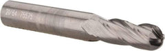 OSG - 21/64" Diam, 7/8" LOC, 4 Flute Solid Carbide Ball End Mill - Uncoated, Single End, 2-1/2" OAL, 3/8" Shank Diam, Spiral Flute - USA Tool & Supply