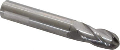 OSG - 23/64" Diam, 7/8" LOC, 4 Flute Solid Carbide Ball End Mill - Uncoated, Single End, 2-1/2" OAL, 3/8" Shank Diam, Spiral Flute - USA Tool & Supply
