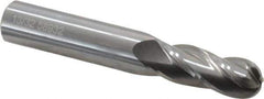 OSG - 13/32" Diam, 1" LOC, 4 Flute Solid Carbide Ball End Mill - Uncoated, Single End, 2-3/4" OAL, 7/16" Shank Diam, Spiral Flute - USA Tool & Supply