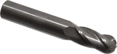 OSG - 15/32" Diam, 1" LOC, 4 Flute Solid Carbide Ball End Mill - Uncoated, Single End, 3" OAL, 1/2" Shank Diam, Spiral Flute - USA Tool & Supply