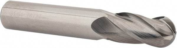 OSG - 31/64" Diam, 1" LOC, 4 Flute Solid Carbide Ball End Mill - Uncoated, Single End, 3" OAL, 1/2" Shank Diam, Spiral Flute - USA Tool & Supply