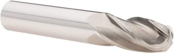 OSG - 1/2" Diam, 1" LOC, 4 Flute Solid Carbide Ball End Mill - Uncoated, Single End, 3" OAL, 1/2" Shank Diam, Spiral Flute - USA Tool & Supply