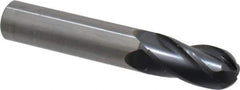 OSG - 1/2" Diam, 1" LOC, 4 Flute Solid Carbide Ball End Mill - TiAlN Finish, Single End, 3" OAL, 1/2" Shank Diam, Spiral Flute - USA Tool & Supply