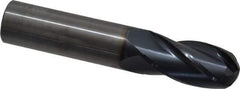 OSG - 3/4" Diam, 1-1/2" LOC, 4 Flute Solid Carbide Ball End Mill - TiAlN Finish, Single End, 4" OAL, 3/4" Shank Diam, Spiral Flute - USA Tool & Supply