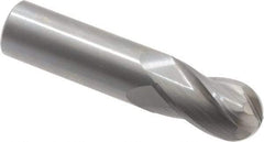 OSG - 7/8" Diam, 1-1/2" LOC, 4 Flute Solid Carbide Ball End Mill - Uncoated, Single End, 4" OAL, 7/8" Shank Diam, Spiral Flute - USA Tool & Supply