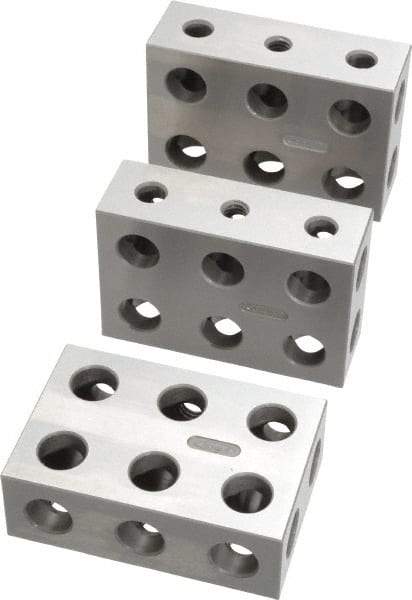 SPI - 0.0001 Squareness Per Inch, Hardened Steel, 1-2-3 Block Setup Block - 0.0002 Inch Overall Tolerance, 5/16 - 18 Inch Tapped Hole Size, 55-60 Rc Hardness, Sold As Matched Set of 3 - USA Tool & Supply