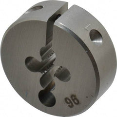 OSG - #8-32 UNC Thread, 1" Outside Diam High Speed Steel Round Die - 3/8" Thick, Right Hand Thread, Adjustable - Exact Industrial Supply