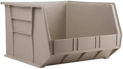 Akro-Mils - 75 Lb. Load Capacity, 18" Deep, Gray Polymer Hopper Stacking Bin - 11" High x 16-1/2" Wide x 18" Long - USA Tool & Supply