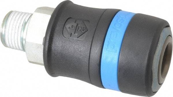Prevost - 1/2 Male NPT Industrial Pneumatic Hose Safety Coupler - Composite, 1/2" Body Diam - USA Tool & Supply