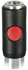 Prevost - 1/4 Female NPT Tru-Flate Automotive Pneumatic Hose Safety Coupler - Composite, 3/8" Body Diam - USA Tool & Supply
