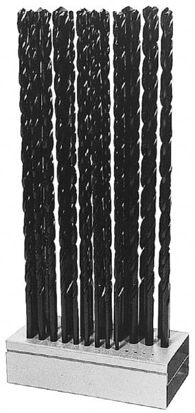 Interstate - 1/8 to 1/2", 118° Point, Oxide Finish, High Speed Steel Aircraft Extension Length Drill Bit Set - USA Tool & Supply