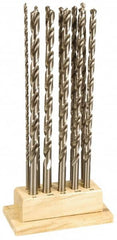 Interstate - 3/16 to 3/4", 118° Point, Oxide Finish, High Speed Steel Aircraft Extension Length Drill Bit Set - USA Tool & Supply