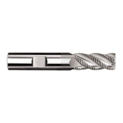 SGS - 8mm Diam, 19mm LOC, 3 Flute Solid Carbide 1.1mm Corner Radius Roughing End Mill - TiCN Finish, 63mm OAL, 8mm Shank Diam, Single End, Centercutting, 40° Helix - USA Tool & Supply