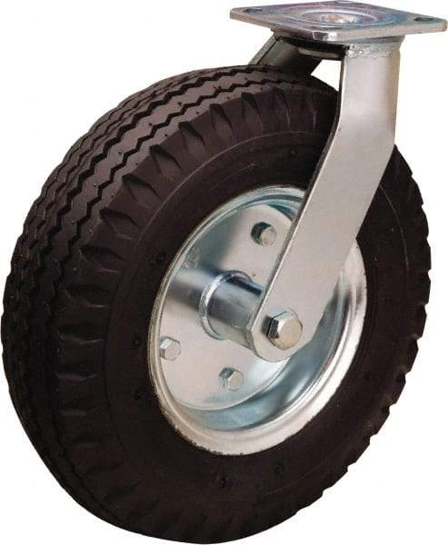 Hamilton - 12" Diam, Rubber Swivel Caster - 500 Lb Capacity, Top Plate Mount, 4" x 4-1/2" Plate, Precision Ball Bearing - USA Tool & Supply