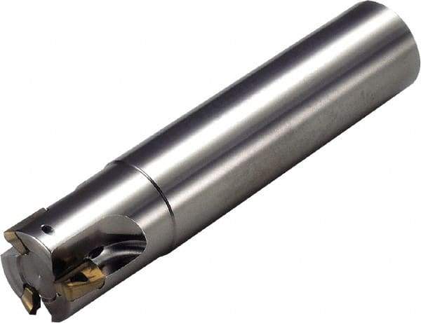 Kyocera - 12mm Cut Diam, 10mm Max Depth of Cut, 12mm Shank Diam, 80mm OAL, Indexable Square Shoulder End Mill - BDMT 1103 Inserts, Cylindrical Shank, 90° Lead Angle - USA Tool & Supply