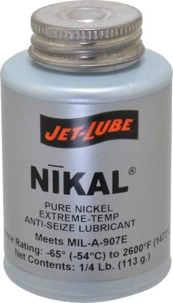 Jet-Lube - 0.25 Lb Can High Temperature Anti-Seize Lubricant - Nickel, -65 to 2,600°F, Silver Gray, Water Resistant - USA Tool & Supply