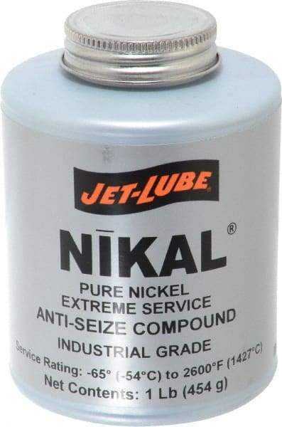 Jet-Lube - 1 Lb Can High Temperature Anti-Seize Lubricant - Nickel, -65 to 2,600°F, Silver Gray, Water Resistant - USA Tool & Supply