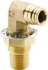 Parker - 1/2" Outside Diam, 1/2 NPTF, Brass Push-to-Connect Tube Male Bulkhead Elbow - 250 Max psi, Buna-N O-Ring, Tube to Male NPT - USA Tool & Supply