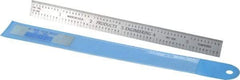 PEC Tools - 6" Long, 1/100, 1/10" and 0.5, 1mm Graduation, Flexible Steel Rule - Decimal/Metric Graduation Style, 1/2" Wide, Silver, Satin Chrome Finish - USA Tool & Supply