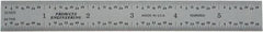 PEC Tools - 6" Long, 1/64, 1/32" and 0.5, 1mm Graduation, Rigid Steel Rule - English/Metric Graduation Style, 3/4" Wide, Silver, Satin Chrome Finish - USA Tool & Supply