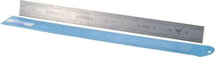 PEC Tools - 12" Long, 1/64, 1/32" and 0.5, 1mm Graduation, Rigid Steel Rule - English/Metric Graduation Style, 1" Wide, Silver, Satin Chrome Finish - USA Tool & Supply