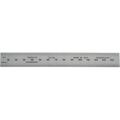 PEC Tools - 150mm Long, 0.5, 1mm Graduation, Rigid Steel Rule - Metric Graduation Style, 3/4" Wide, Silver, Satin Chrome Finish - USA Tool & Supply