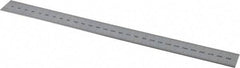 PEC Tools - 300mm Long, 0.5, 1mm Graduation, Rigid Steel Rule - Metric Graduation Style, 1" Wide, Silver, Satin Chrome Finish - USA Tool & Supply