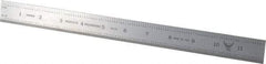 PEC Tools - 12" Long, 1/100, 1/10" and 0.5, 1mm Graduation, Rigid Steel Rule - Decimal/Metric Graduation Style, 1" Wide, Silver, Satin Chrome Finish - USA Tool & Supply
