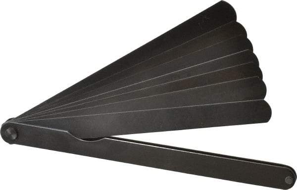 PEC Tools - 9 Piece, 0.0015 to 0.015" Thick, Parallel Feeler Gage Set - 6" Leaf Length, 1/2" Wide, Tempered Steel - USA Tool & Supply
