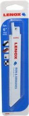 Lenox - 6" Long x 3/4" Thick, Carbide Reciprocating Saw Blade - Straight Profile, Continuous Edge, Universal Shank - USA Tool & Supply