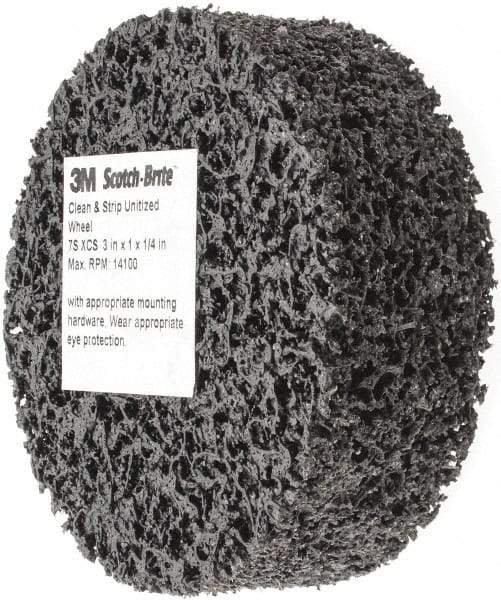 3M - 3" Diam, 1" Face Width, 1/4" Center Hole, Very Coarse Grade, Silicon Carbide Deburring Wheel - Unitized, Hard Density 7 Grade, 14,100 RPM - USA Tool & Supply