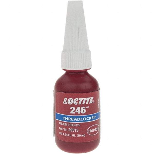 Loctite - 10 mL Bottle, Blue, Medium Strength Liquid Threadlocker - Series 246 - USA Tool & Supply