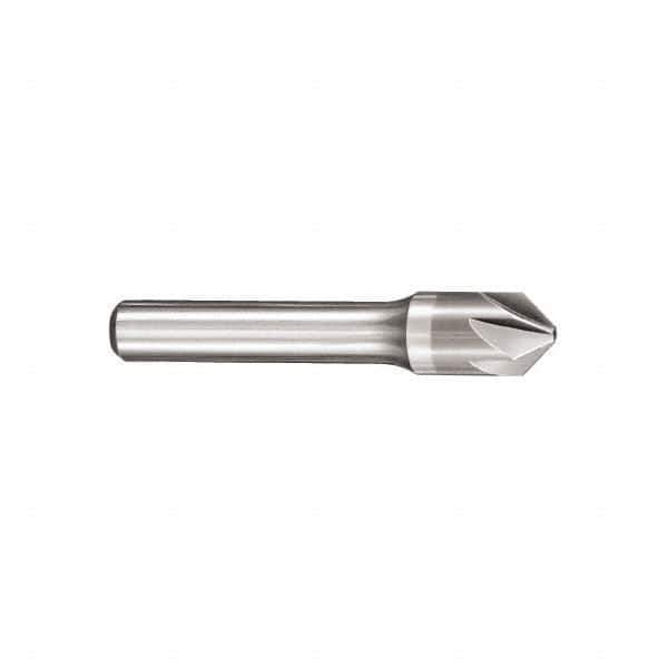 SGS - 1/8" Head Diam, 1/8" Shank Diam, 6 Flute 82° Solid Carbide Countersink - Bright Finish, 1-1/2" OAL, Single End, Straight Shank, Right Hand Cut - USA Tool & Supply