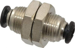 Alpha Technologies - 4mm Outside Diam, Nickel Plated Brass Push-to-Connect Tube Bulkhead Union - 250 Max psi, Tube to Tube Connection, Buna O-Ring - USA Tool & Supply