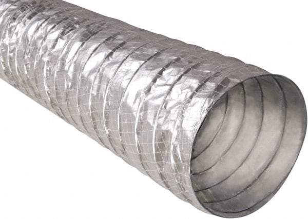 Hi-Tech Duravent - 6" ID, 25' Long, Metalized Film Blower & Duct Hose - Silver, 3" Bend Radius, 0.15 In/Hg, 0.85 Max psi, -20 to 250°F - USA Tool & Supply