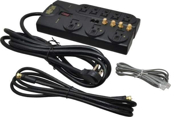 Tripp-Lite - 8 Outlets, 120 Volts, 15 Amps, 10' Cord, Power Outlet Strip - Free Hanging, Keyhole Mount, 5-15P NEMA Configuration, 9.55" Strip, UL1449 3rd Edition - USA Tool & Supply