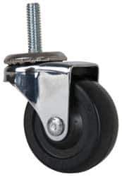 E.R. Wagner - 2" Diam x 13/16" Wide x 2-1/2" OAH Stem Mount Swivel Caster - Soft Rubber, 75 Lb Capacity, Delrin Bearing, 5/16-18 x 1" Threaded Stem - USA Tool & Supply