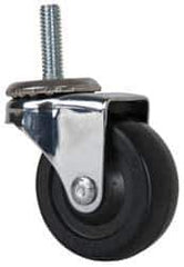 E.R. Wagner - 2" Diam x 13/16" Wide x 2-1/2" OAH Stem Mount Swivel Caster - Soft Rubber, 75 Lb Capacity, Delrin Bearing, 5/16-18 x 1" Threaded Stem - USA Tool & Supply