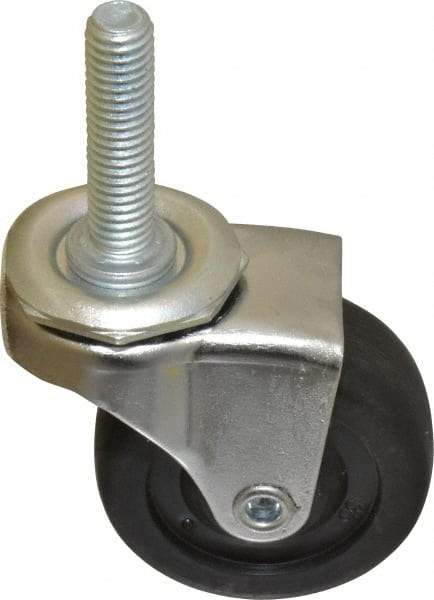 E.R. Wagner - 2" Diam x 13/16" Wide x 2-1/2" OAH Stem Mount Swivel Caster - Hard Rubber, 100 Lb Capacity, Delrin Bearing, 3/8-16 x 1-1/2" Threaded Stem - USA Tool & Supply
