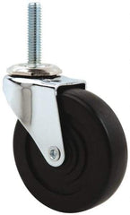 E.R. Wagner - 3" Diam x 13/16" Wide x 3-9/16" OAH Stem Mount Swivel Caster - Hard Rubber, 125 Lb Capacity, Delrin Bearing, 3/8-16 x 1-1/2" Threaded Stem - USA Tool & Supply