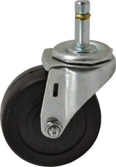 E.R. Wagner - 3" Diam x 1-1/4" Wide x 3-5/8" OAH Stem Mount Swivel Caster - Soft Rubber, 125 Lb Capacity, Delrin Bearing, 7/16 x 1-3/8" Friction Stem - USA Tool & Supply