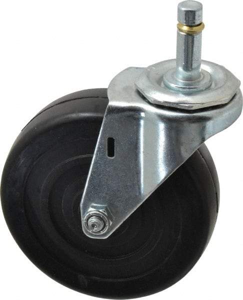 E.R. Wagner - 4" Diam x 1-1/4" Wide x 4-1/2" OAH Stem Mount Swivel Caster - Soft Rubber, 165 Lb Capacity, Delrin Bearing, 7/16 x 1-3/8" Friction Stem - USA Tool & Supply