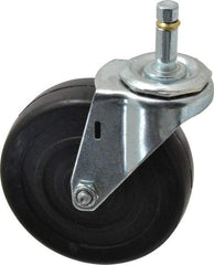 E.R. Wagner - 4" Diam x 1-1/4" Wide x 4-1/2" OAH Stem Mount Swivel Caster - Soft Rubber, 165 Lb Capacity, Delrin Bearing, 7/16 x 1-3/8" Friction Stem - USA Tool & Supply