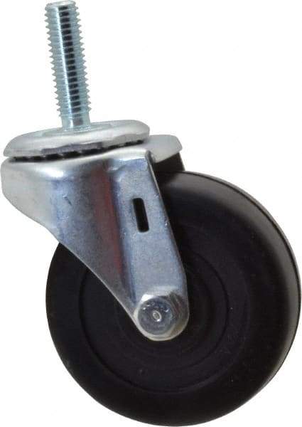 E.R. Wagner - 3" Diam x 1-1/4" Wide x 3-5/8" OAH Stem Mount Swivel Caster - Soft Rubber, 125 Lb Capacity, Delrin Bearing, 7/16-14 x 1-1/2" Threaded Stem - USA Tool & Supply