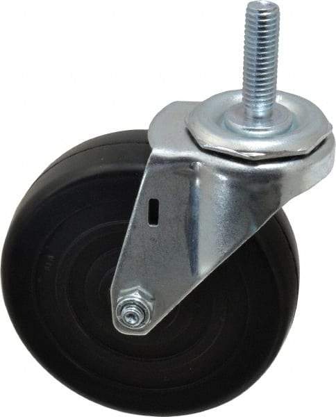 E.R. Wagner - 4" Diam x 1-1/4" Wide x 4-1/2" OAH Stem Mount Swivel Caster - Soft Rubber, 165 Lb Capacity, Delrin Bearing, 7/16-14 x 1-1/2" Threaded Stem - USA Tool & Supply
