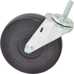 E.R. Wagner - 5" Diam x 1-1/4" Wide x 5-1/2" OAH Stem Mount Swivel Caster - Soft Rubber, 190 Lb Capacity, Delrin Bearing, 7/16-14 x 1-1/2" Threaded Stem - USA Tool & Supply