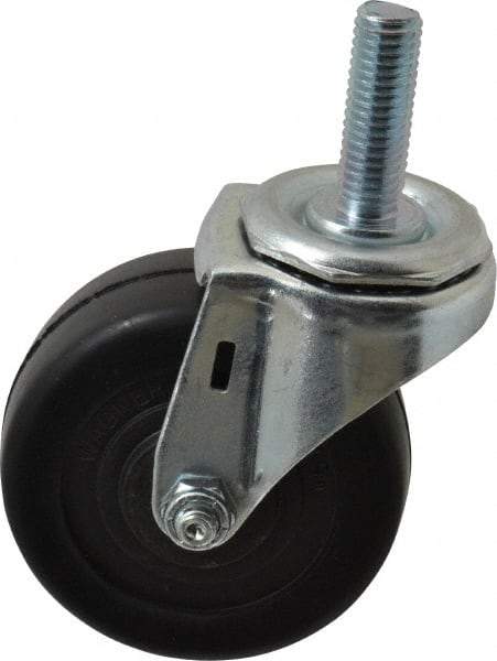 E.R. Wagner - 3" Diam x 1-1/4" Wide x 3-5/8" OAH Stem Mount Swivel Caster - Soft Rubber, 125 Lb Capacity, Delrin Bearing, 1/2-13 x 1-1/2" Threaded Stem - USA Tool & Supply