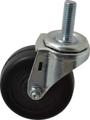 E.R. Wagner - 3" Diam x 1-1/4" Wide x 3-5/8" OAH Stem Mount Swivel Caster - Soft Rubber, 125 Lb Capacity, Delrin Bearing, 1/2-13 x 1-1/2" Threaded Stem - USA Tool & Supply