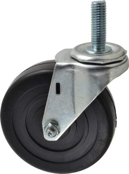 E.R. Wagner - 4" Diam x 1-1/4" Wide x 4-1/2" OAH Stem Mount Swivel Caster - Soft Rubber, 165 Lb Capacity, Delrin Bearing, 1/2-13 x 1-1/2" Threaded Stem - USA Tool & Supply